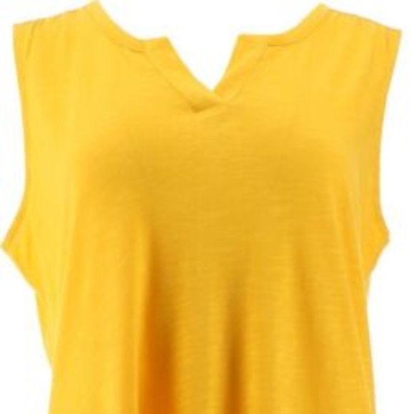 TUNIC TOP - Sleeveless Dress Blouse Shirt - Bright Gold Yellow - NWT - Petite - Picture 2 of 3